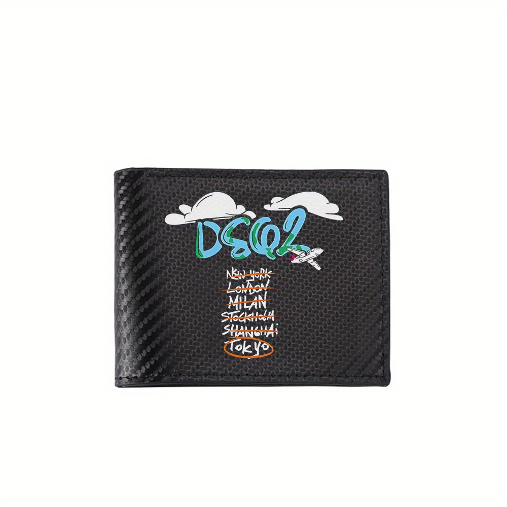 Interior Design Name Card - DSQ2 logo,airplane,city names,clouds,travel Men's Wallets Simple