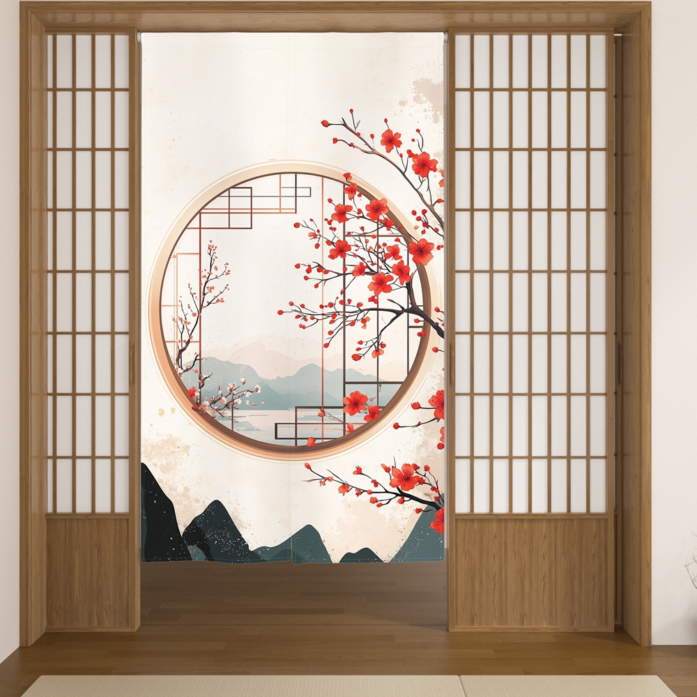 Japanese Door Curtain Cherry B – Interior Design Zen Style Bewertung und Preis